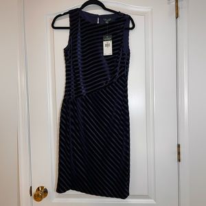 Ralph Lauren | Navy Velvet Stripe Evening Dress Sz 4 NWT